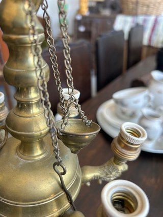 Antiguo Velón Aceite Bronce Dorado Colección