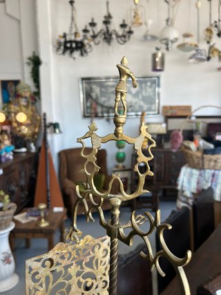 Antiguo Velón Aceite Bronce Dorado Colección