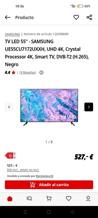 Smart TV Samsung 55" del 2024.