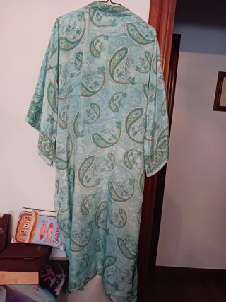 Kimono seda turquesa vintage India