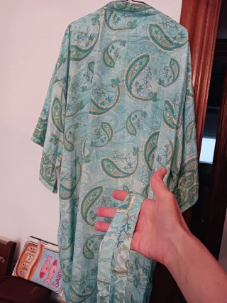 Kimono seda turquesa vintage India
