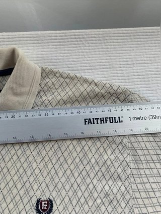 Polo vintage Chaps Ralph Lauren Golf beige estampado rombos talla L