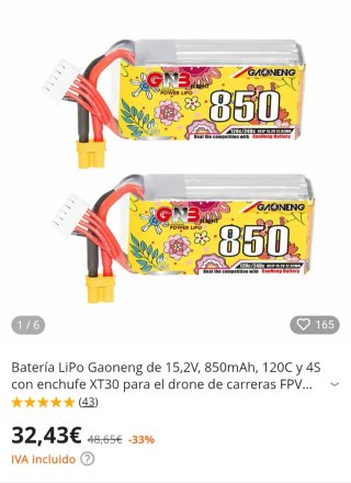 Drone Happymodel Crux35 ELRS + baterías y cargador