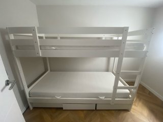 Litera madera blanca con colchones