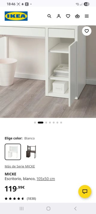 Escritorio Blanco IKEA MICKE 105x50 cm