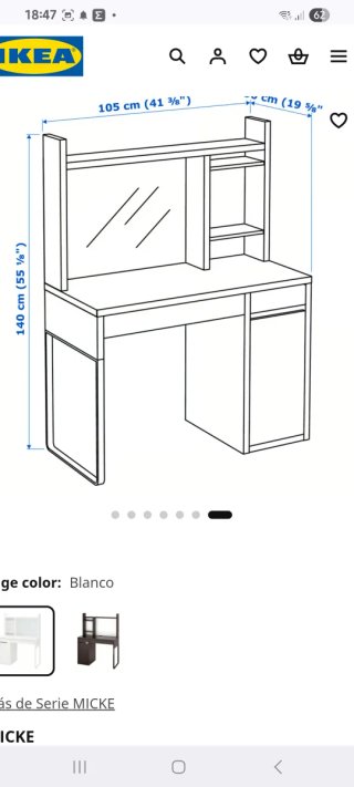 Escritorio Blanco IKEA MICKE 105x50 cm