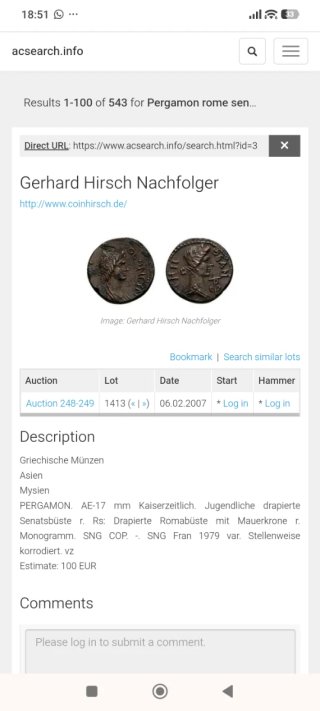 Moneda Romana Mysia Pergamo Antigua