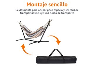 Hamaca de tela con soporte metálico