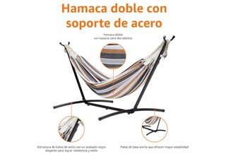 Hamaca de tela con soporte metálico