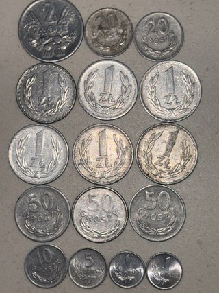 Lote monedas Polonia 2zl, 1zl, 50, 20, 10, 5, 1 gr