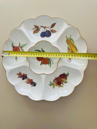 Bandeja Porcelana Royal Worcester Frutas Dorada