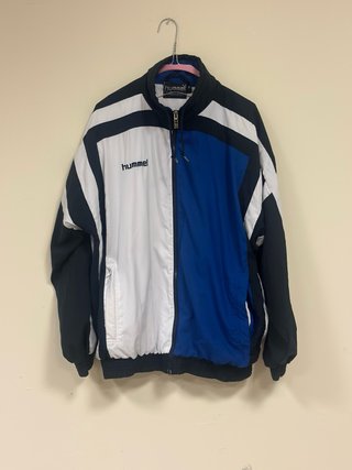Hummel Vintage 90s Track Jacket Azul Blanco Retro