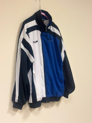 Hummel Vintage 90s Track Jacket Azul Blanco Retro
