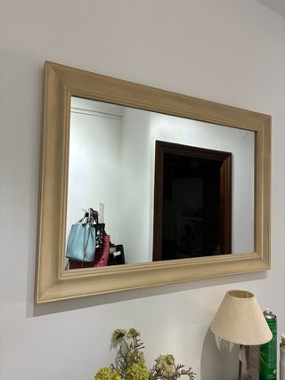 Espejo de pared madera y cristal beige