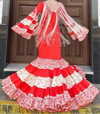 Traje de Flamenca PRECIOSO Coral Elastico T.38-40