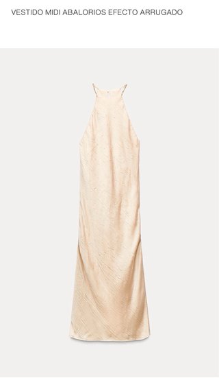Vestido midi Zara abalorios rosa efecto arrugado