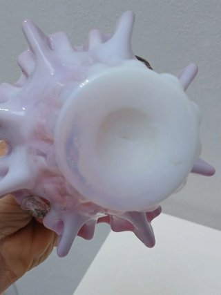 Cestino Murano Vintage Vetro Rosa Trasparente
