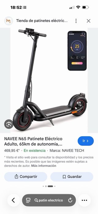 Patinete Eléctrico Navee N65,  65km
