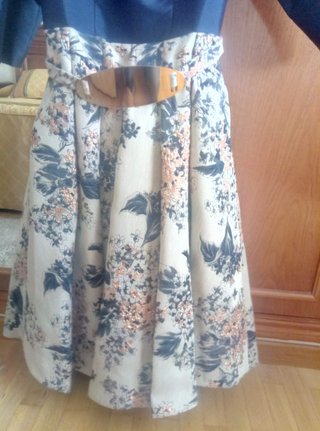 Vestido fiesta azul y floral T.38