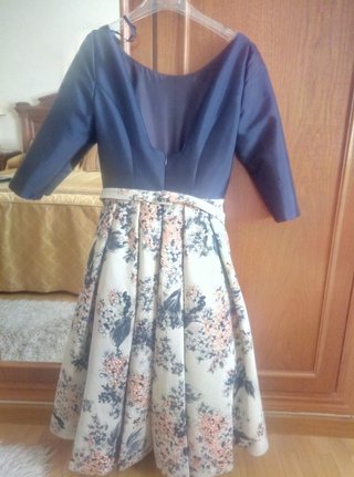 Vestido fiesta azul y floral T.38