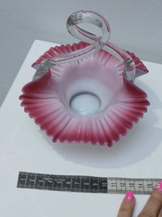 Cesto Murano Vintage Rosa Trasparente