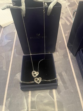 Conjunto Swarovski Corazón Plata