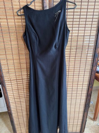 Vestido largo beige y dorado
