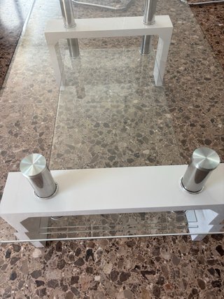 Mesita de salón cristal y metal