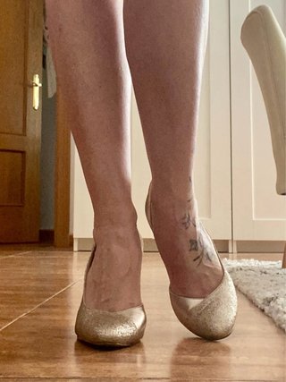 Zapatos de fiesta dorados tacón Talla 39