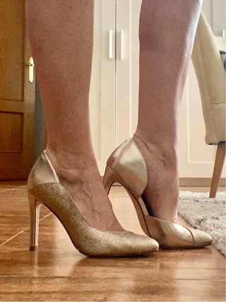 Zapatos de fiesta dorados tacón Talla 39