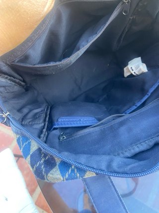 Bolso Adolfo Dominguez rombos azul y gris