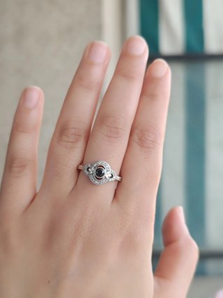 Anillo Plata Ley Art Déco Negro