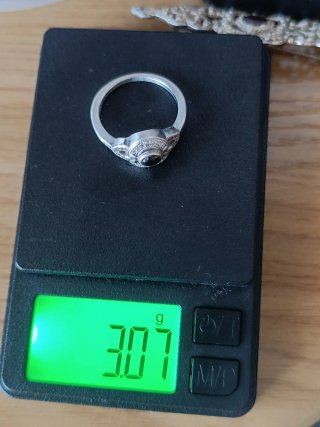 Anillo Plata Ley Art Déco Negro