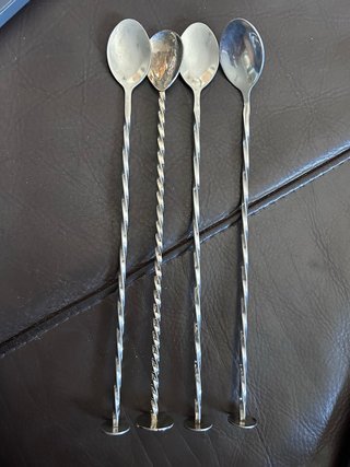 Set di 4 cucchiai da cocktail in metallo argentato