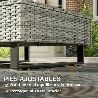Conjunto Jardín Ratán 3 Piezas Azul/Gris