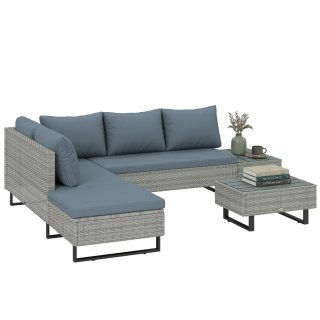 Conjunto Jardín Ratán 3 Piezas Azul/Gris