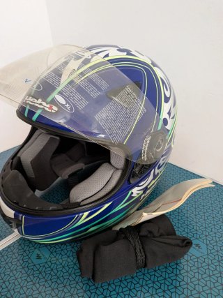 Casco de moto azul Hebo