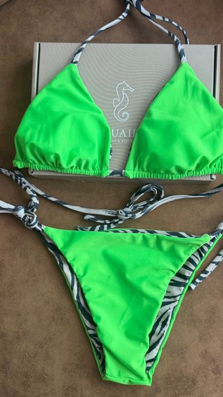 Bañador reversible cebra y verde neón