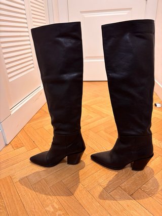 Botas altas piel Zara marrones