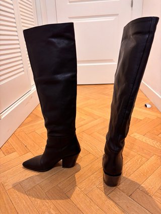 Botas altas piel Zara marrones
