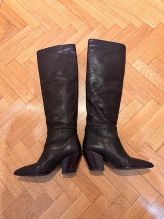 Botas altas piel Zara marrones