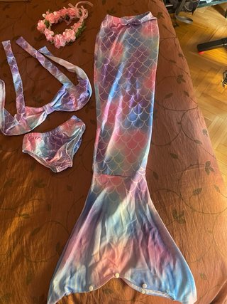 Disfraz Sirena Niña Conjunto Bikini y Cola