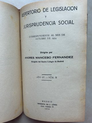Repertorio de legislación y jurisprudencia social