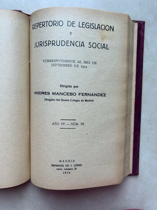 Repertorio de legislación y jurisprudencia social