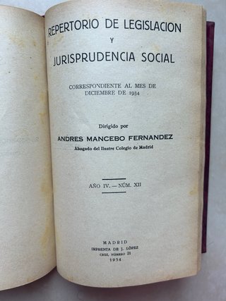 Repertorio de legislación y jurisprudencia social