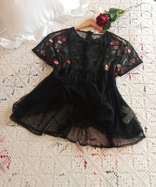Blusa TSM gasa bordada flores TSM