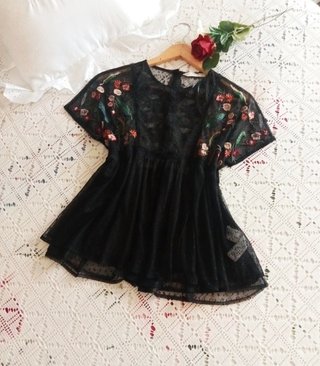 Blusa TSM gasa bordada flores TSM