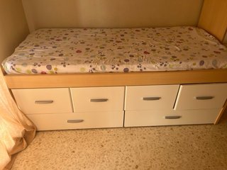 Cama nido 2 plazas madera y tela