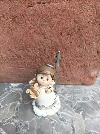 Bomboniere Angelo con Arpa per Battesimo segnapost