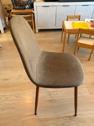 Juego 4 sillas comedor tela gris